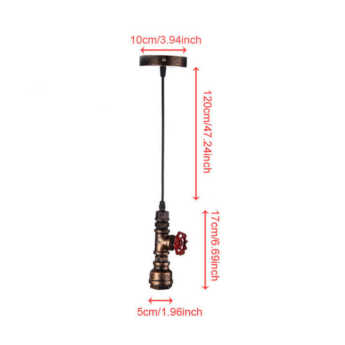 Industrial Retro Water Pipe Aged Metal 1-Light Pendant Light