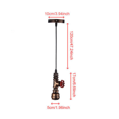 Industrial Retro Water Pipe Aged Metal 1-Light Pendant Light