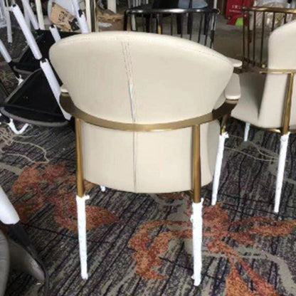Modern Simplicity Microfiber Leather Stainless Steel Sponge Square Wraparound Dining Chair Backrest Armrest For Dining Room