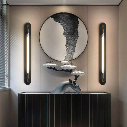 Modern Minimalist All Copper Straight Strip LED Wall Sconce Lamp