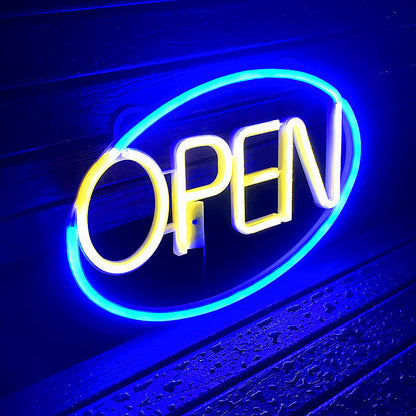 Modern Art Deco Waterproof PS OPEN LED Outdoor Hanging Neon Wall Sconce Lamp For Dining Room