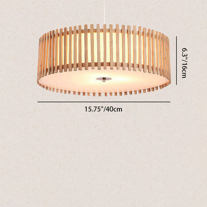 Modern Simple Wooden Cylindrical Flush Mount Ceiling Light