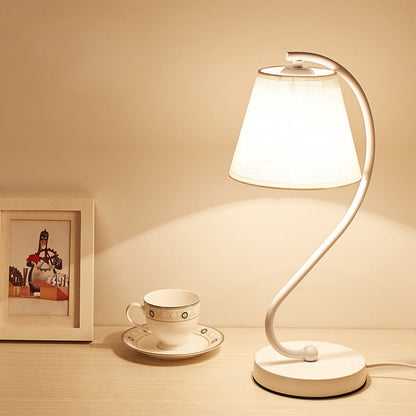 Nordic Cylinder Fabric Shade Curved 1-Light Table Lamp