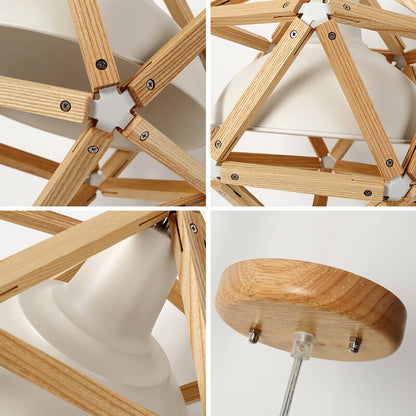 Industrial Simple Wooden 1-Light Rhombus Pendant Light