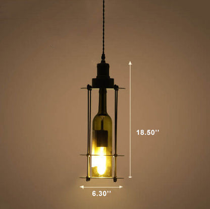 Vintage Creative Glass Wine Bottle 1-Light Pendant Light