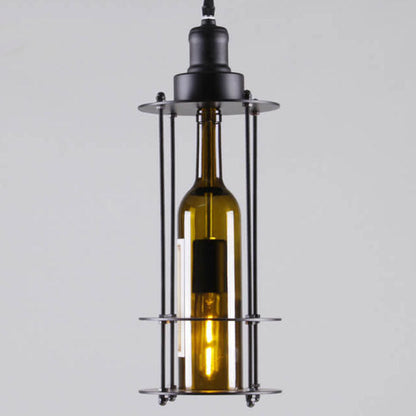 Vintage Creative Glass Wine Bottle 1-Light Pendant Light