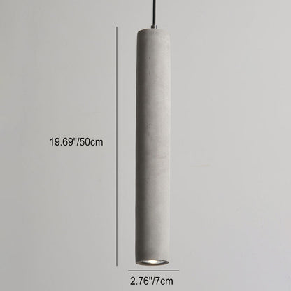 Contemporary Industrial Cylindrical Rough Texture Cement 1-Light Pendant Light For Living Room