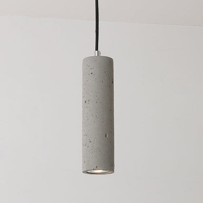 Contemporary Industrial Cylindrical Rough Texture Cement 1-Light Pendant Light For Living Room