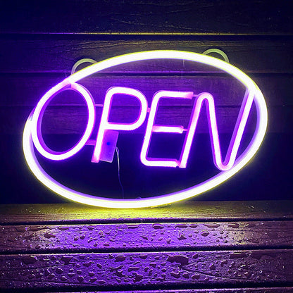 Modern Art Deco Waterproof PS OPEN LED Outdoor Hanging Neon Wall Sconce Lamp For Dining Room