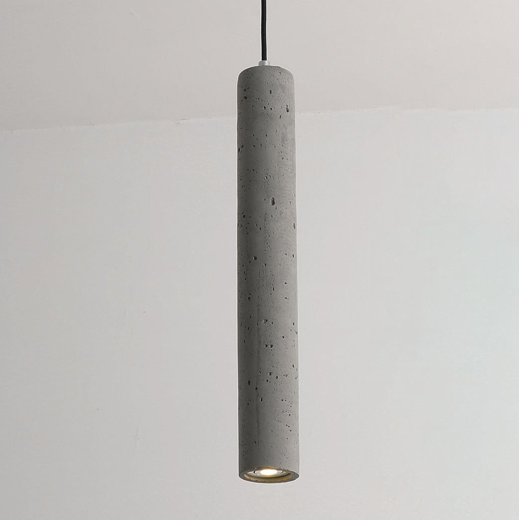 Contemporary Industrial Cylindrical Rough Texture Cement 1-Light Pendant Light For Living Room