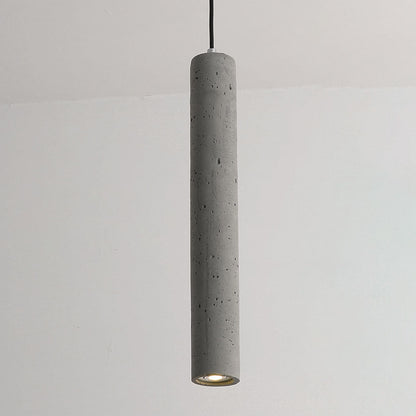 Contemporary Industrial Cylindrical Rough Texture Cement 1-Light Pendant Light For Living Room