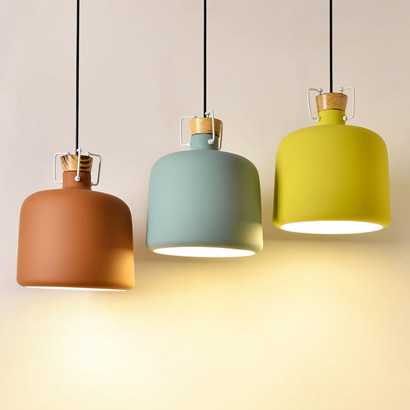 Modern Aluminum 1-Light Colorful Candy Jar Pendant Light