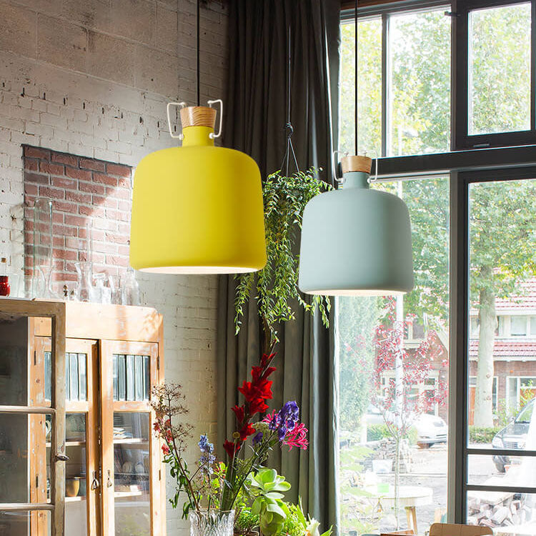 Modern Aluminum 1-Light Colorful Candy Jar Pendant Light