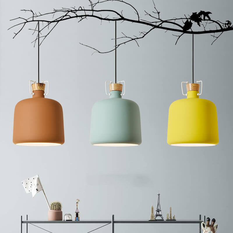 Modern Aluminum 1-Light Colorful Candy Jar Pendant Light