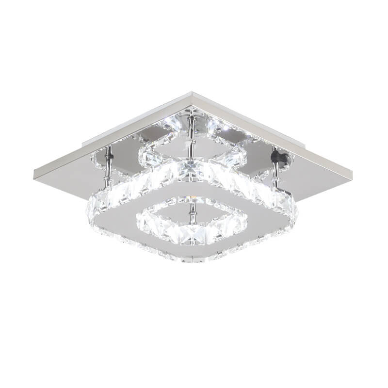 Minimalist Crystal Square LED Flush Mount Ceiling Light