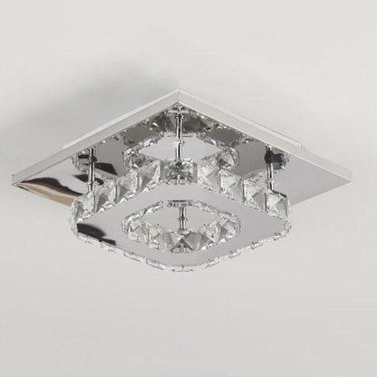 Minimalist Crystal Square LED Flush Mount Ceiling Light