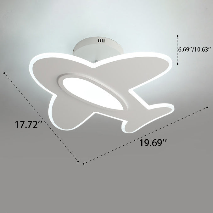 Modern Minimalist Cartoon Airplane LED Semi-Flush Mount Light