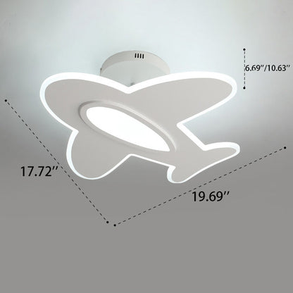 Modern Minimalist Cartoon Airplane LED Semi-Flush Mount Light