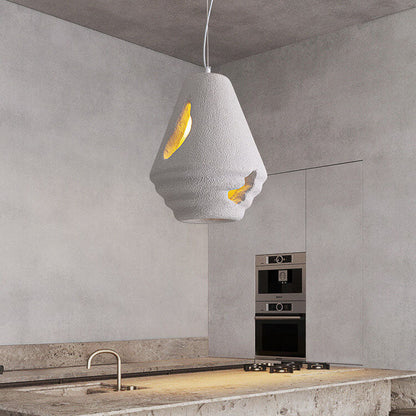 Modern Minimalist Creative Round Shell Cone Cream 1-Light Pendant Light