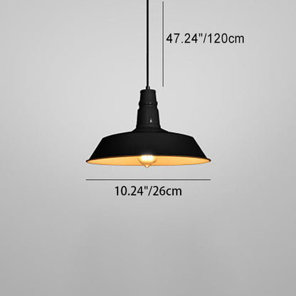 Contemporary Industrial Round Iron 1-Light Pendant Light For Living Room