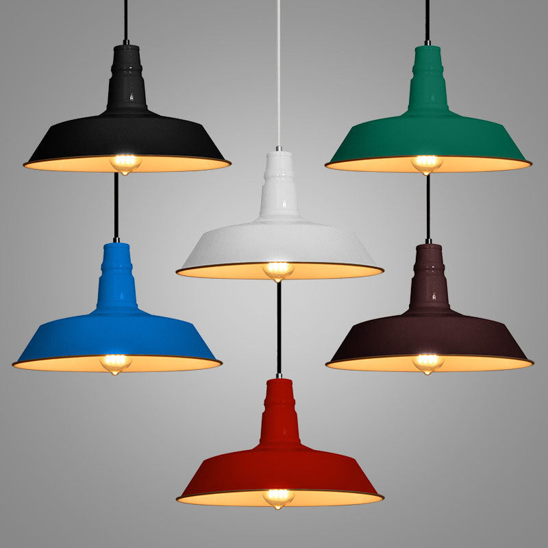 Contemporary Industrial Round Iron 1-Light Pendant Light For Living Room