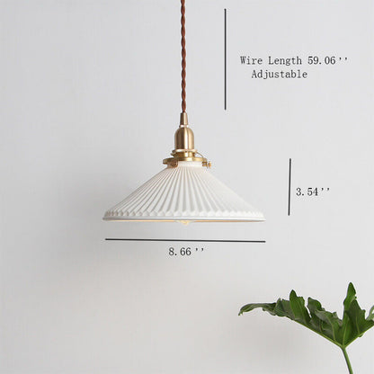 Textured Ceramics Shell 1-Light Adjustable Length Dome Pendant Light