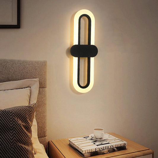 مصباح حائط LED بيضاوي الشكل مصنوع من الحديد الأكريليك بتصميم عصري بسيط لغرفة المعيشة