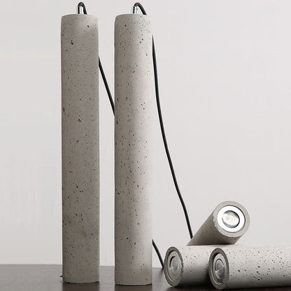 Contemporary Industrial Cylindrical Rough Texture Cement 1-Light Pendant Light For Living Room