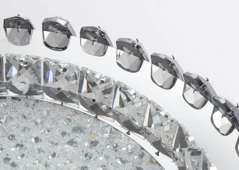 European Light Luxury Round Crystal Stainless Steel LED Flush Mount Lighting