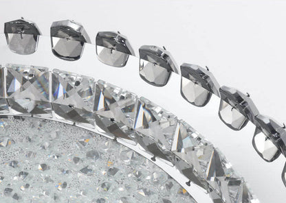 European Light Luxury Round Crystal Stainless Steel LED Flush Mount Lighting