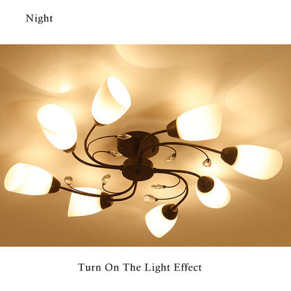 Modern Spiral Shape 8-Light Semi-Flush Mount Lighting