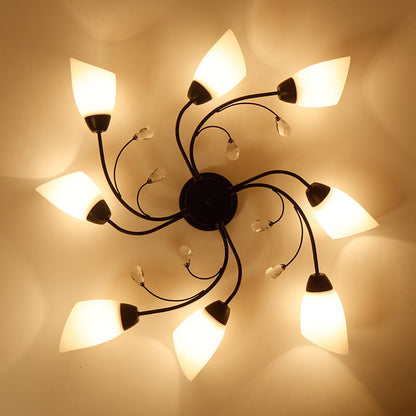 Modern Spiral Shape 8-Light Semi-Flush Mount Lighting