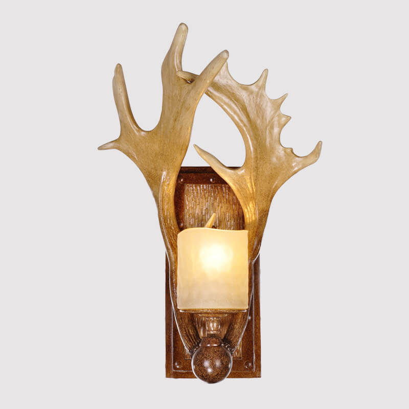 Vintage Antique Antler 1-Light Wall Sconce Lamp