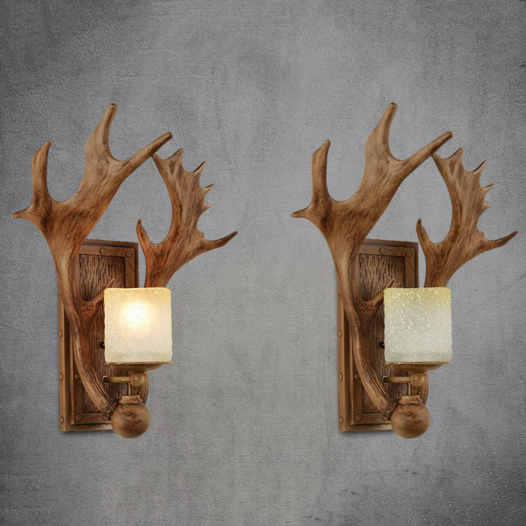 Vintage Antique Antler 1-Light Wall Sconce Lamp