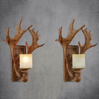 Vintage Antique Antler 1-Light Wall Sconce Lamp