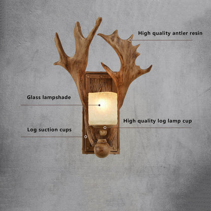 Vintage Antique Antler 1-Light Wall Sconce Lamp