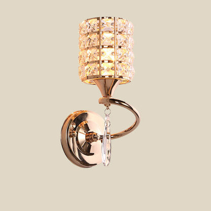 Modern Luxury Crystal Cylindrical Square 1-Light Wall Sconce Lamp