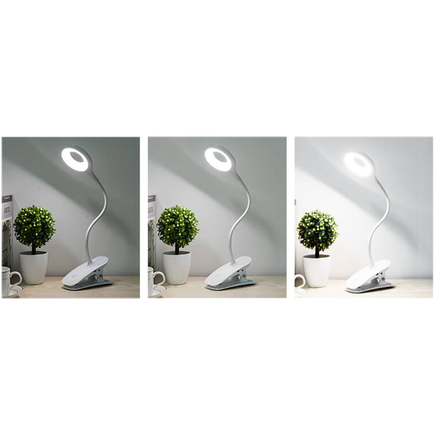 Simple Creative Foldable Round Shade Rechargeable Clips LED Desk Lamp
