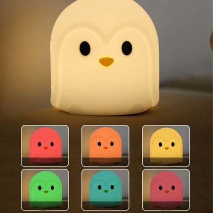 Creative Colorful Penguin Shape Silicone LED Table Lamp