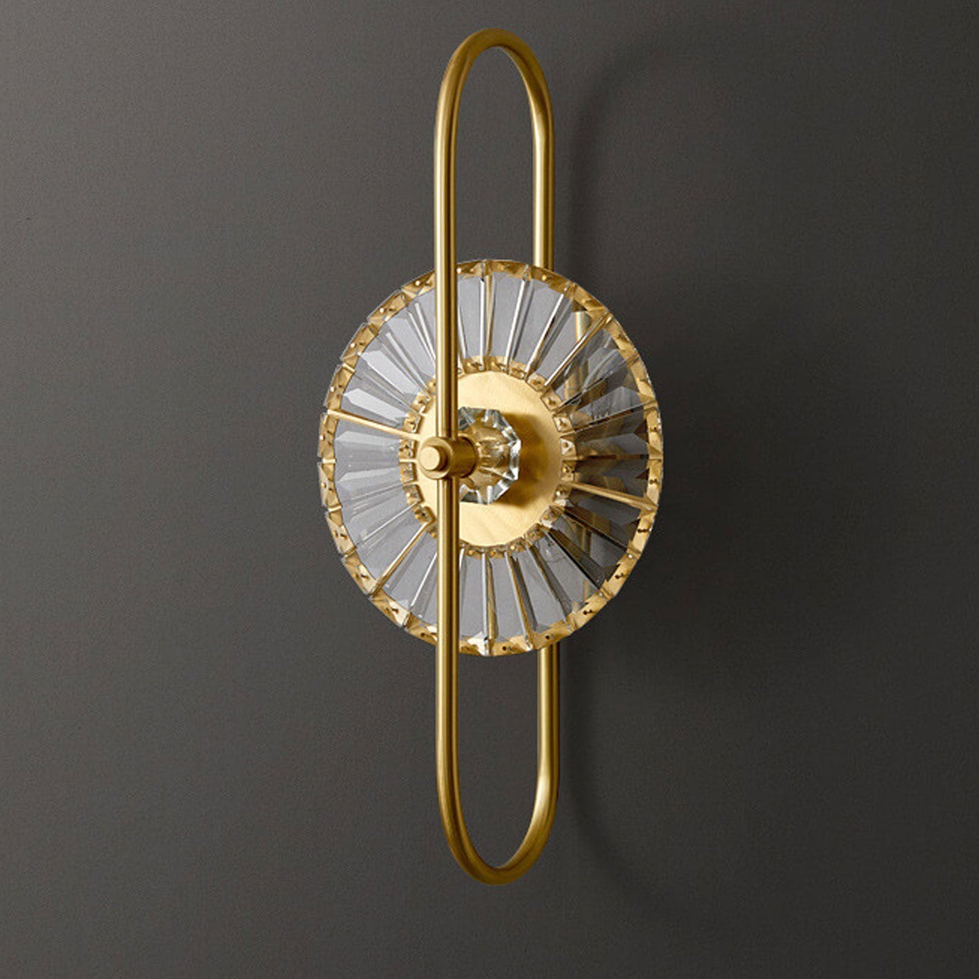 Nordic Luxury Brass Crystal Geometric Ring 2/3 Light Wall Sconce Lamp