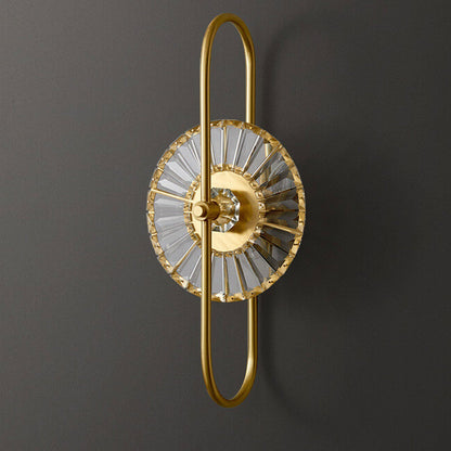 Nordic Luxury Brass Crystal Geometric Ring 2/3 Light Wall Sconce Lamp