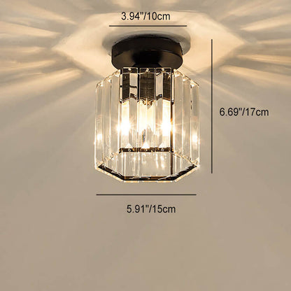 Modern Luxury Round Square Trapezoid Hexagonal Iron Crystal Glass 1-Light Semi-Flush Mount Ceiling Light