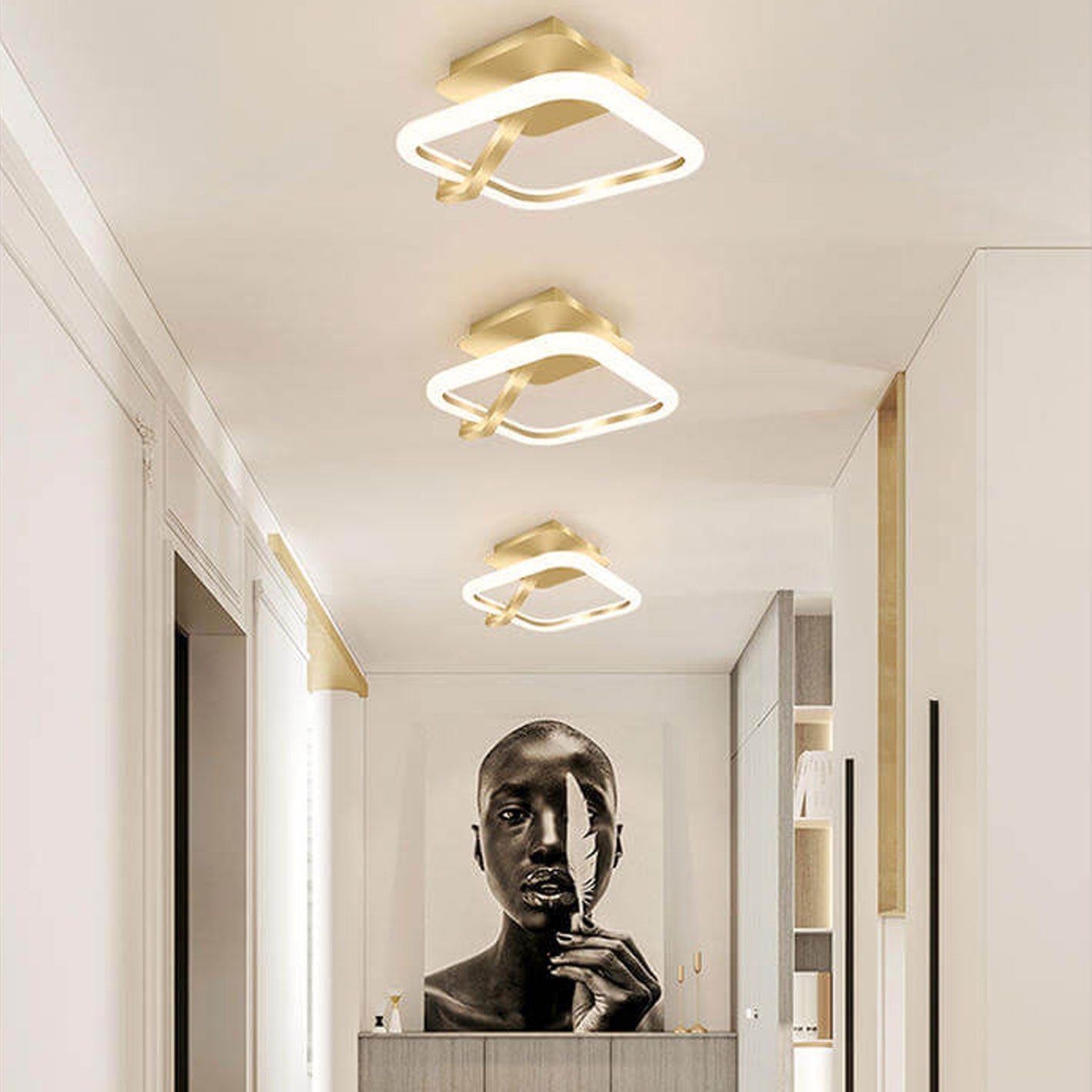Modern Light Luxury Square Round Acrylic LED Semi-Flush Mount Ceiling Light