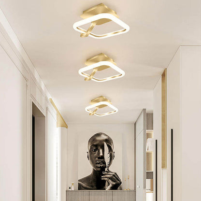 Modern Light Luxury Square Round Acrylic LED Semi-Flush Mount Ceiling Light