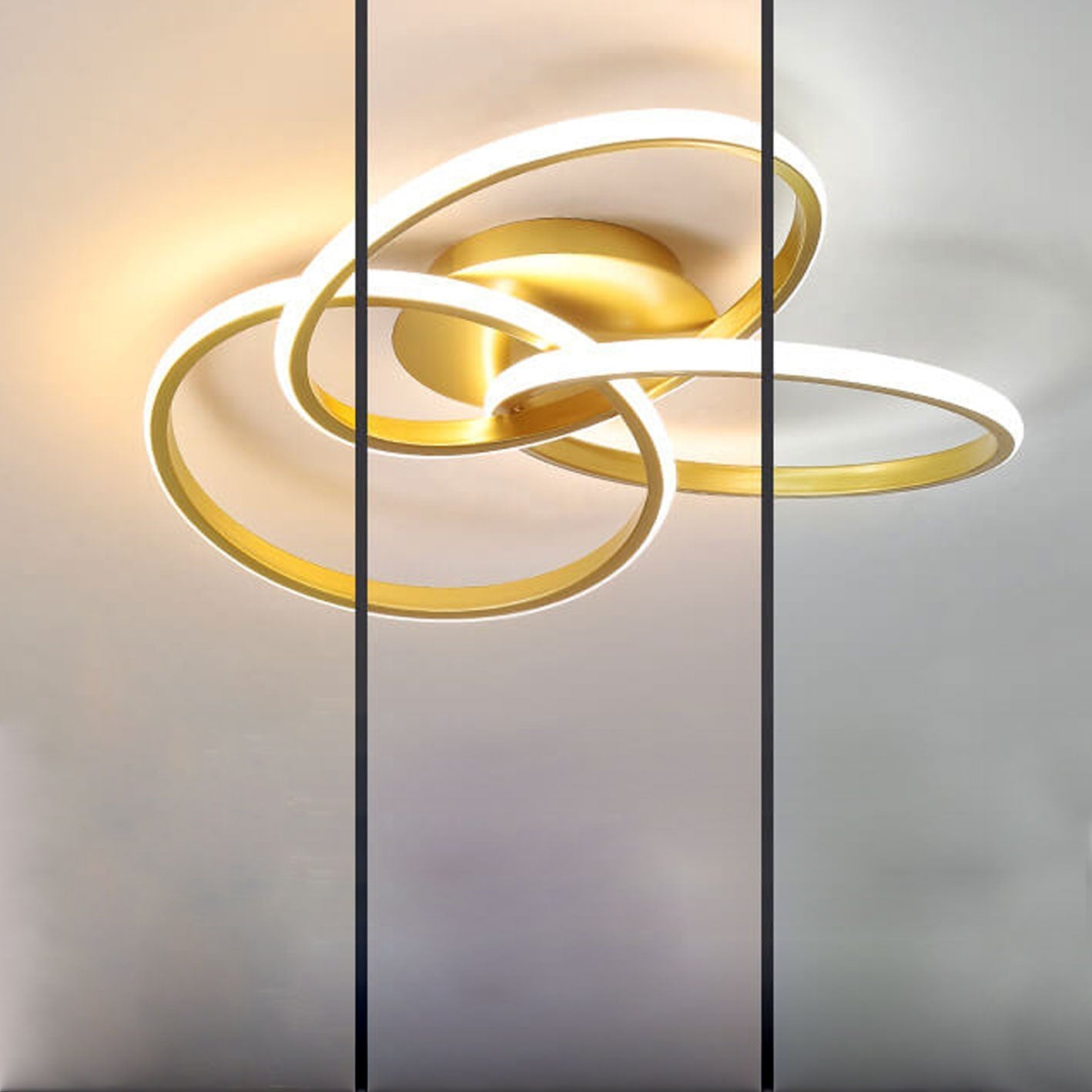 Nordic Light Luxury Ring Staggered Overlap Design LED Flush Mount Light