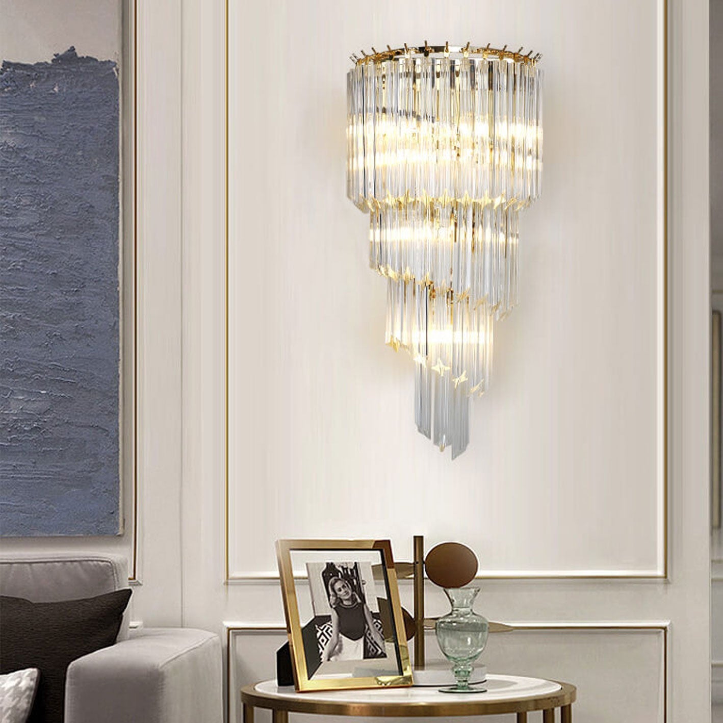 Modern Luxury Crystal Four Layers 4-Light Wall Sconce Lamp