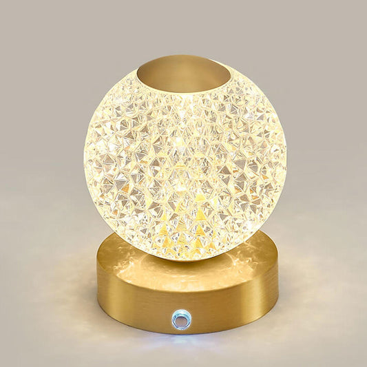 Modern Luxury Brass Acrylic Round Ball LED Table Lamp
