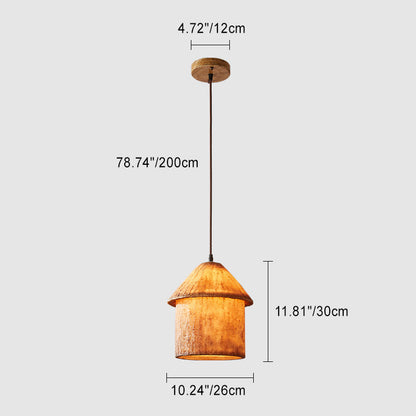 Traditional Japanese Resin Iron Copper House Cylinder 1/3 Light Island Light Chandelier For Dining Room