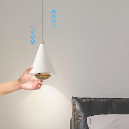 Modern Minimalist Solid Color Free Lift Conical 1-Light Pendant Light