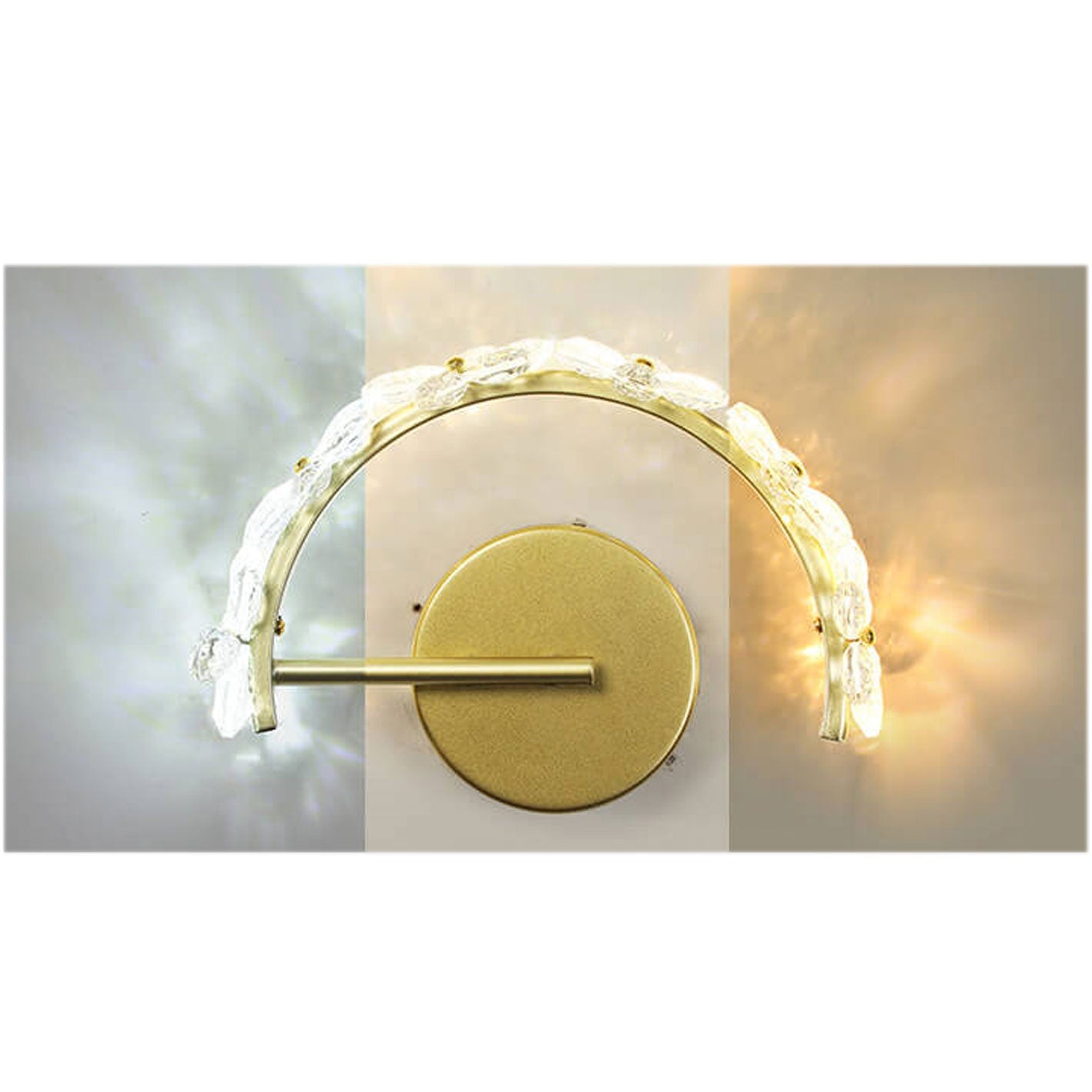 Nordic Gold Crystal Flower Half Circle  LED Wall Sconce Lamp